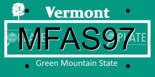 MFAS97 Vermont License Plate