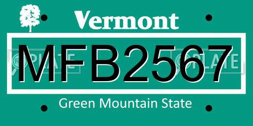 MFB2567 Vermont License Plate
