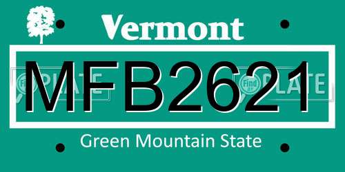 MFB2621 Vermont License Plate
