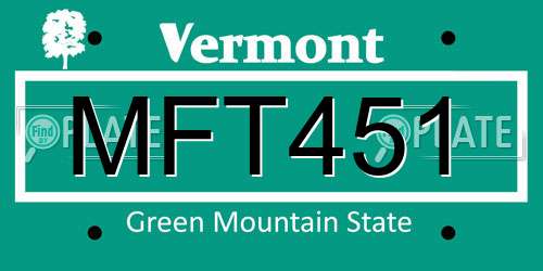 MFT451 Vermont License Plate