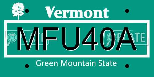 MFU40A Vermont License Plate