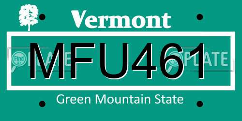 MFU461 Vermont License Plate