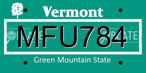 MFU784 Vermont License Plate