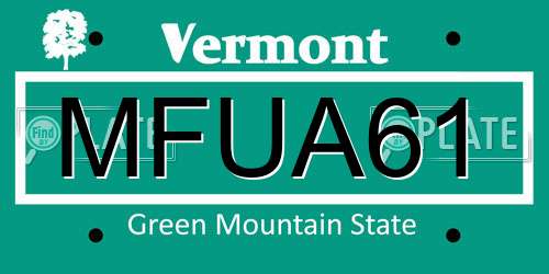 MFUA61 Vermont License Plate