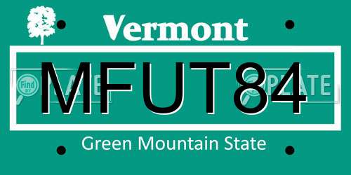 MFUT84 Vermont License Plate