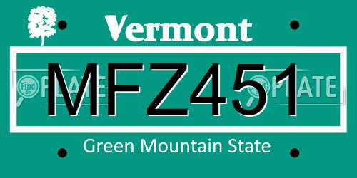 MFZ451 Vermont License Plate