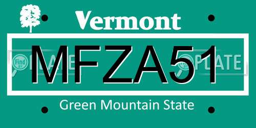MFZA51 Vermont License Plate