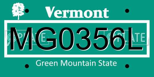 MG0356L Vermont License Plate