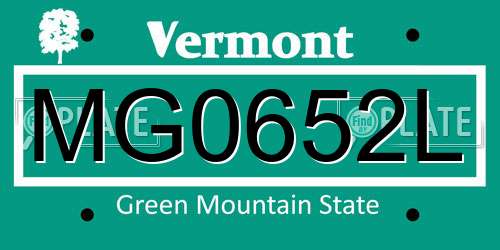 MG0652L Vermont License Plate