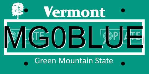 MG0BLUE Vermont License Plate