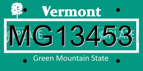 MG13453 Vermont License Plate