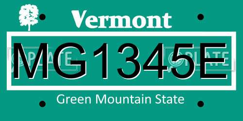 MG1345E Vermont License Plate