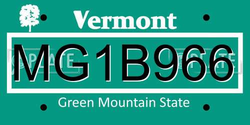 MG1B966 Vermont License Plate