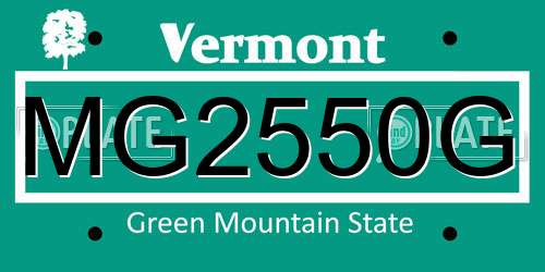 MG2550G Vermont License Plate