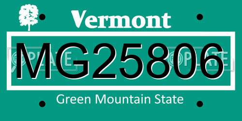 MG25806 Vermont License Plate
