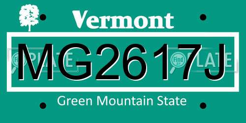 MG2617J Vermont License Plate