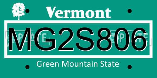 MG2S806 Vermont License Plate