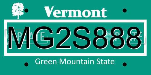 MG2S888 Vermont License Plate