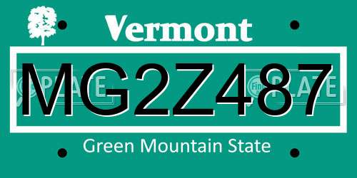 MG2Z487 Vermont License Plate