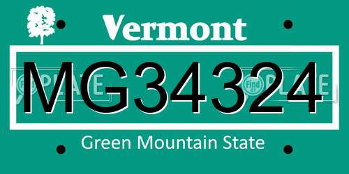 MG34324 Vermont License Plate
