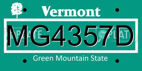 MG4357D Vermont License Plate