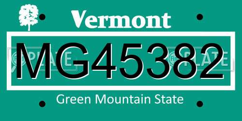 MG45382 Vermont License Plate