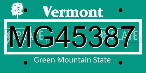 MG45387 Vermont License Plate