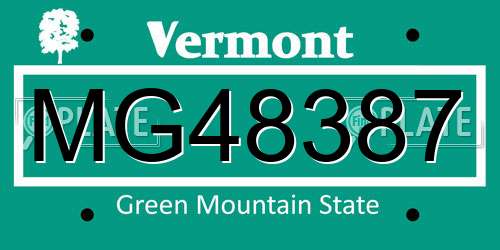 MG48387 Vermont License Plate