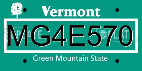 MG4E570 Vermont License Plate
