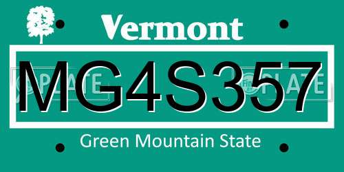 MG4S357 Vermont License Plate