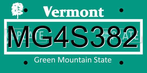 MG4S382 Vermont License Plate