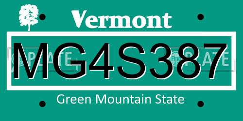 MG4S387 Vermont License Plate