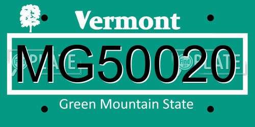 MG50020 Vermont License Plate