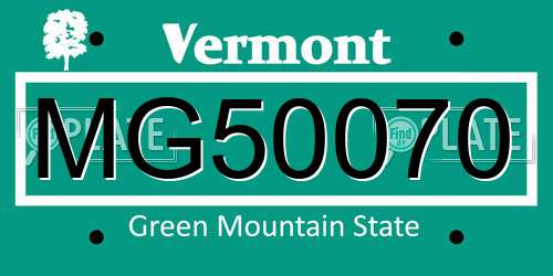 MG50070 Vermont License Plate