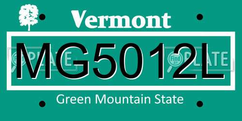 MG5012L Vermont License Plate