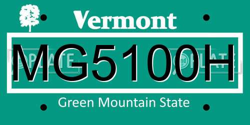 MG5100H Vermont License Plate