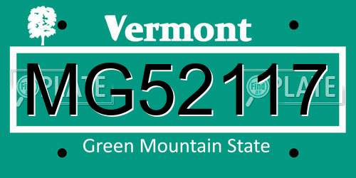 MG52117 Vermont License Plate