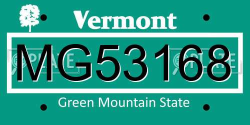 MG53168 Vermont License Plate