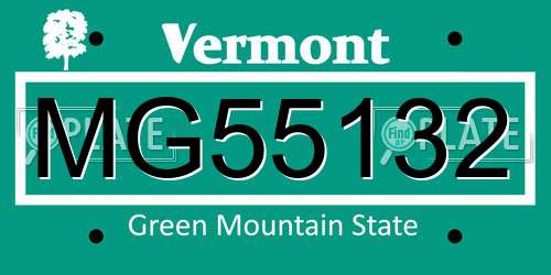 MG55132 Vermont License Plate