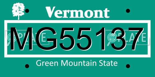MG55137 Vermont License Plate
