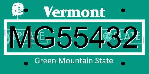 MG55432 Vermont License Plate