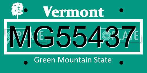 MG55437 Vermont License Plate