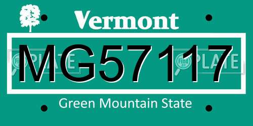 MG57117 Vermont License Plate