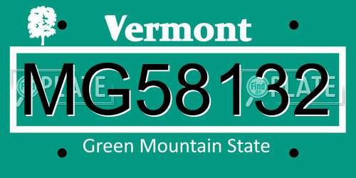 MG58132 Vermont License Plate