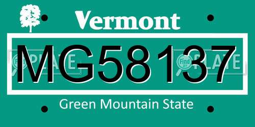 MG58137 Vermont License Plate