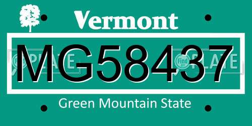 MG58437 Vermont License Plate