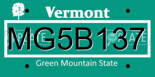 MG5B137 Vermont License Plate