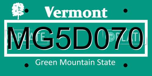 MG5D070 Vermont License Plate