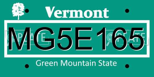 MG5E165 Vermont License Plate