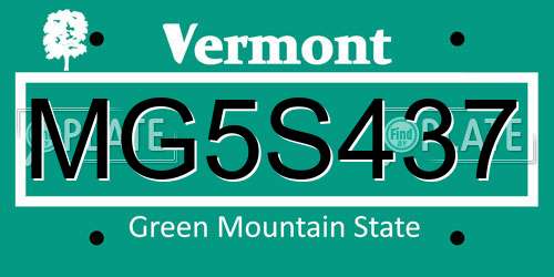 MG5S437 Vermont License Plate